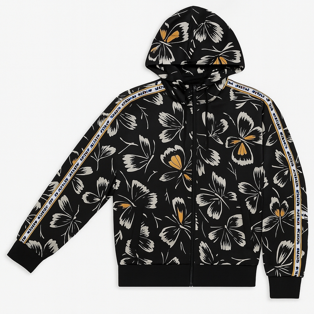 Adidas Black Hoodie with Yellow Butterfly Design